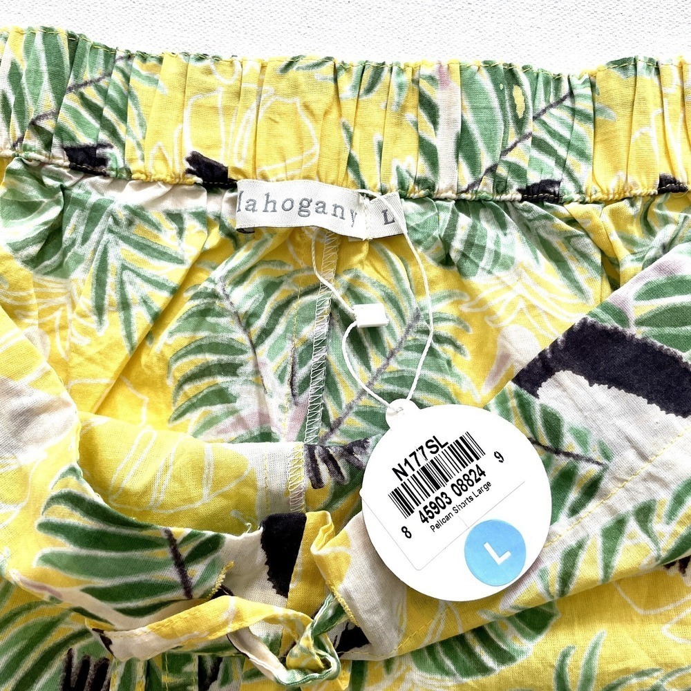 Mahogany Pelican Shorts Women's Large Yellow Tropical Toucan Drawstring NWT - Picture 5 of 8